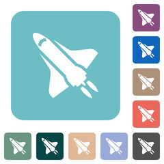 Poster - Space shuttle with propulsion rounded square flat icons