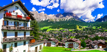 Breathtaking Nature Of Italian Alps .Wonderful Valley In Cortina D'Ampezzo - Famous Ski Resort In Northern Italy, Belluno Province