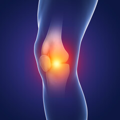 Sticker - Painful knee, close-up view, anatomy and medicine concept