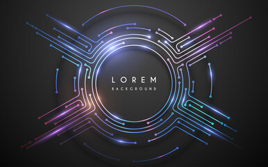 Wall Mural - abstract circle technology frame with glow effect