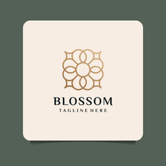 Wall Mural - Minimal blossom flower monogram logo vector. Logo can be used for icon, brand, identity, decoration, flower, beauty, and spa