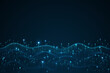 © natrot - Big data visualization concept. Dynamic wave on blue background. Wave of particles