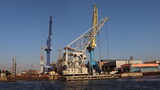 Fototapeta Miasto - city industria lport view with cranes