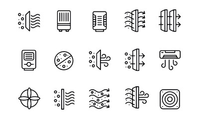 air purifiers icon set vector design