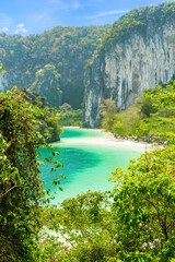 Wall Mural - ko hong island and exotic beach from viewpoint, with crystal clear water and white sand, krabi, thai