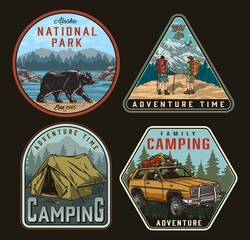 outdoor recreation colorful vintage emblems