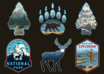 Sticker - Summer recreation vintage colorful emblems