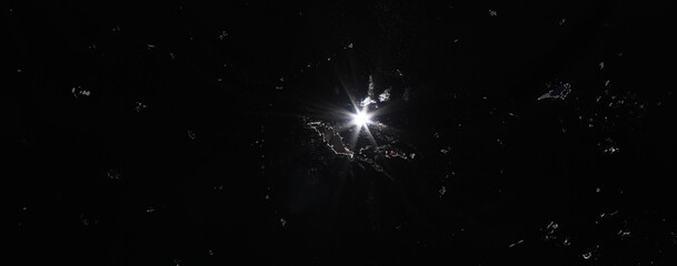 black festive background, abstract cosmic starry black sky