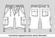 Functional cargopants shorts vector silhouette 