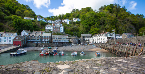 View of the harbour, Clovelly, Devon, England