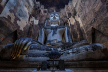 Night Scene Of Pagoda Buddha Statue At Sukhothai Historical Park
