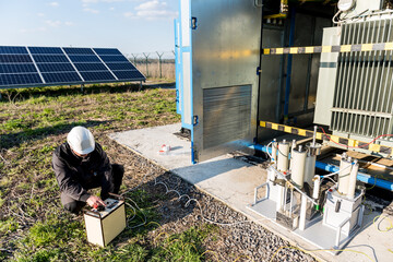 Wall Mural - execution of electrical measuring works on the power transformer
