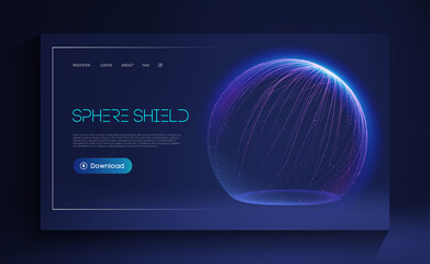 Sphere shield protect in abstract style. Virus protection bubble. Sphere lines technology background. Magic orb vector illustration.