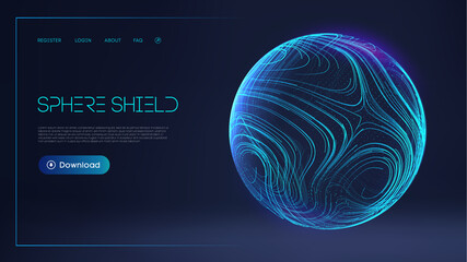 sphere shield protect in abstract style. virus protection bubble. sphere lines technology background