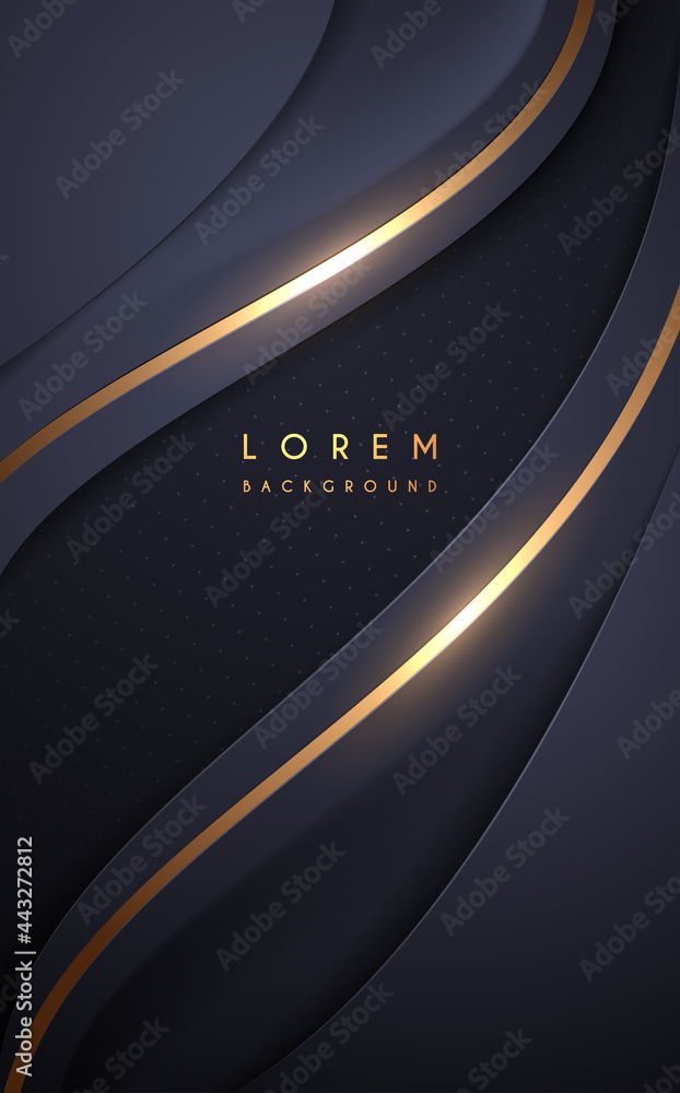 Abstract dark blue wave background with golden lines Stock Vector ...