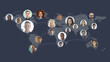 © tampatra - Portrait of multi nationality people in business connection on the global world map in webcam group video call conference online technology. Social networking or wireless connection community.