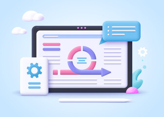 Concept of agile project management, agile software development . 3d realistic vector illustration.