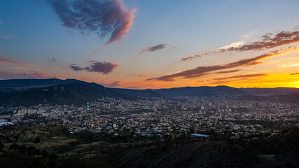 Wall Mural - Beautiful view of Tbilisi at sunset, capital of Georgia