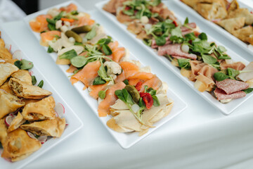 Wall Mural - Delicious appetizers at a wedding close up