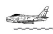 North American FJ-4 Fury. Vector drawing of us navy and marine corps fighter. Side view. Image for illustration and infographics.