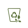 trash can with recycle sign and plant sprout. eco garbage line icon. recycling, eco and environmental management symbol