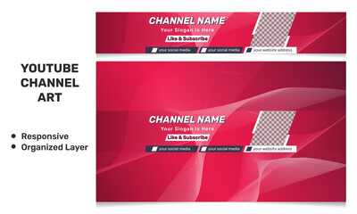 modern youtube channel art banner template. youtube banner design for any business ideas. responsive