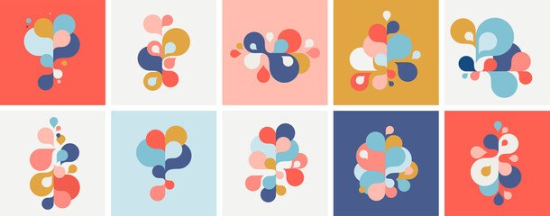 Wall Mural - set of abstract modern graphic elements and forms. abstract banners with flowing liquid shapes