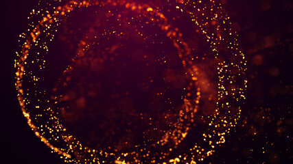 Wall Mural - golden red glow particles flicker and float in viscous liquid with amazing bokeh. fantastic backgrou
