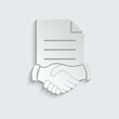 © veronchick84 - paper Business handshake  vector icon. Business  agreement contract, document  sign.