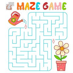 Wall Mural - Maze puzzle game for children. Maze or labyrinth game with flower.