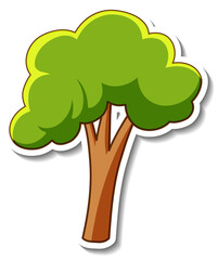 Wall Mural - A sticker template with a tree in cartoon style isolated