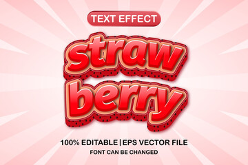 Wall Mural - strawberry 3d editable text effect