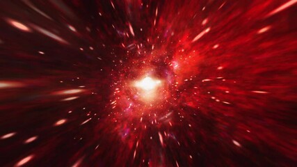 Wall Mural - abstract glow pink red hyperspace tunnel through space time vortex. 4k 3d loop sci-fi interstellar t