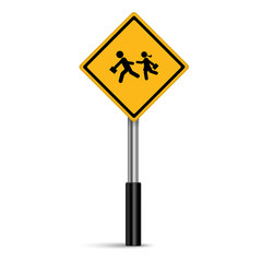 Wall Mural - School zone warning sign vector on white background