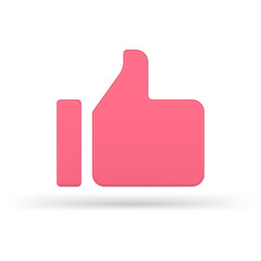 Volumetric pink like vector 3d icon. Online approval symbol in minimal design.