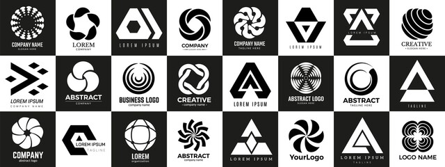 Sticker - business logotypes. diverse modern logo templates collection. black white company emblems, vector tr