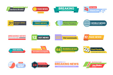 Wall Mural - breaking news. banners for sport news titles and names of presenter tv screen geometrical bars templ