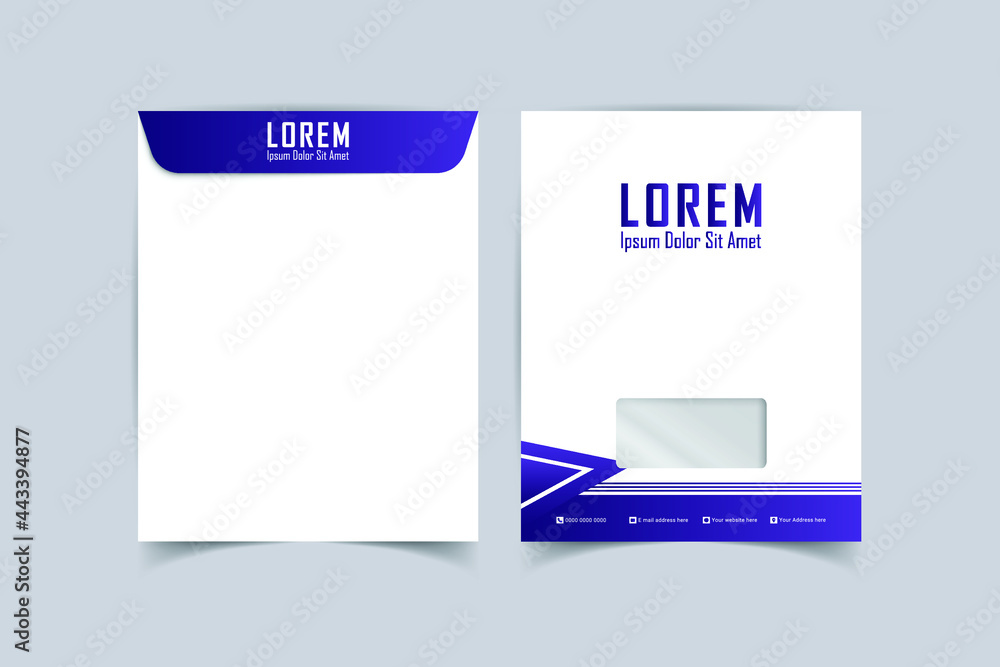 Envelope design A4 Size with front and back. Luxury, Modern, Elegant, Professional Minimalist Business A4  Envelope template. Vector illustration