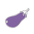 Continuous line drawing of Eggplant. Fresh and healthy food concept. One-line drawing vector illustration isolated on white