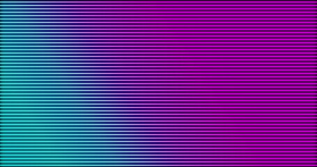 Wall Mural - Image of glowing horizontal neon pink to blue lines on black background