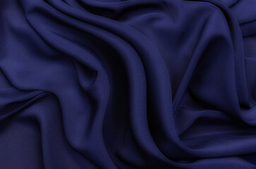 Wall Mural - Silk fabric crepe de chine stretch in dark blue color