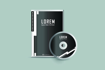 Poster - DVD cover with Disk design template. Stylized DVD Cover design template. Luxury, Modern, Elegant, Professional Minimalist Business DVD cover design design with disk label design. Vector illustration