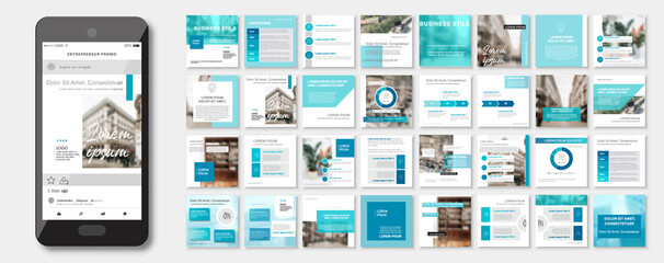 Social media pack Posts for medical  content, site for Bloggers, Fashion, ad, Lifestyle brands, Creative business blog. Set of square Presentation templates. Unique trendy website slider frames. 