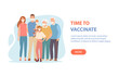 © Анна  - Family vaccination concept, parents, children, grandparents in masks.