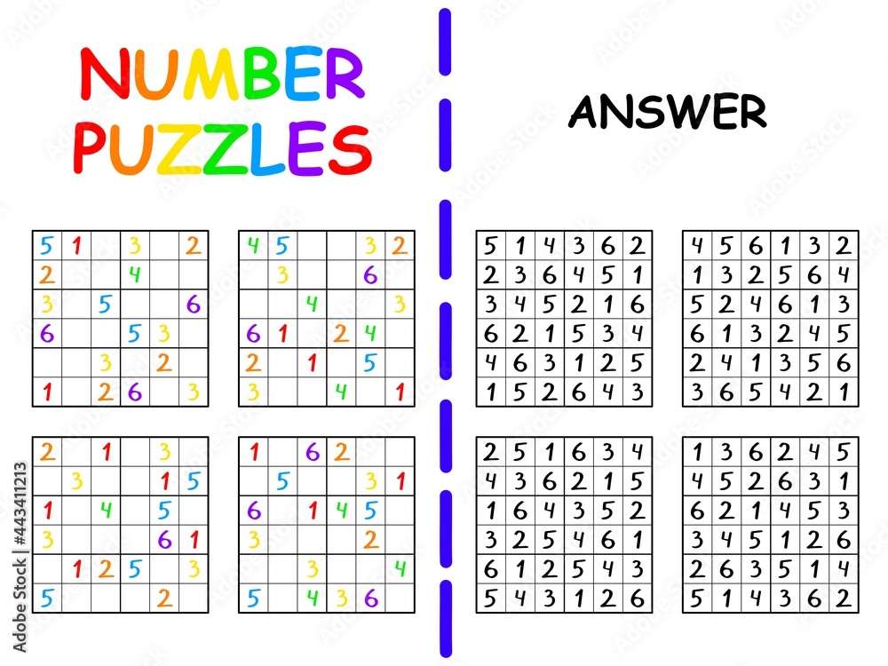 Sudoku set with answer colorful activity page for school children ...