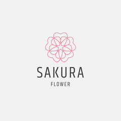 Wall Mural - Sakura flower logo icon flat design template vector illustration