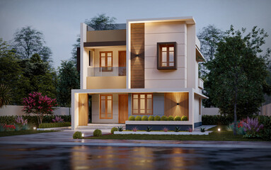 3d illustration of a newly built luxury home