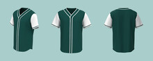 Baseball T-Shirt Mockup In Front, Side And Back Views, 3d Illustration, 3d Rendering