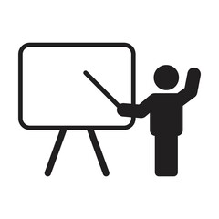 Lecturer icon vector male teacher person with white board symbol in a flat color glyph pictogram illustration