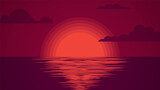 Fototapeta Zachód słońca - Sea sunset. Summer landscape. Vector background